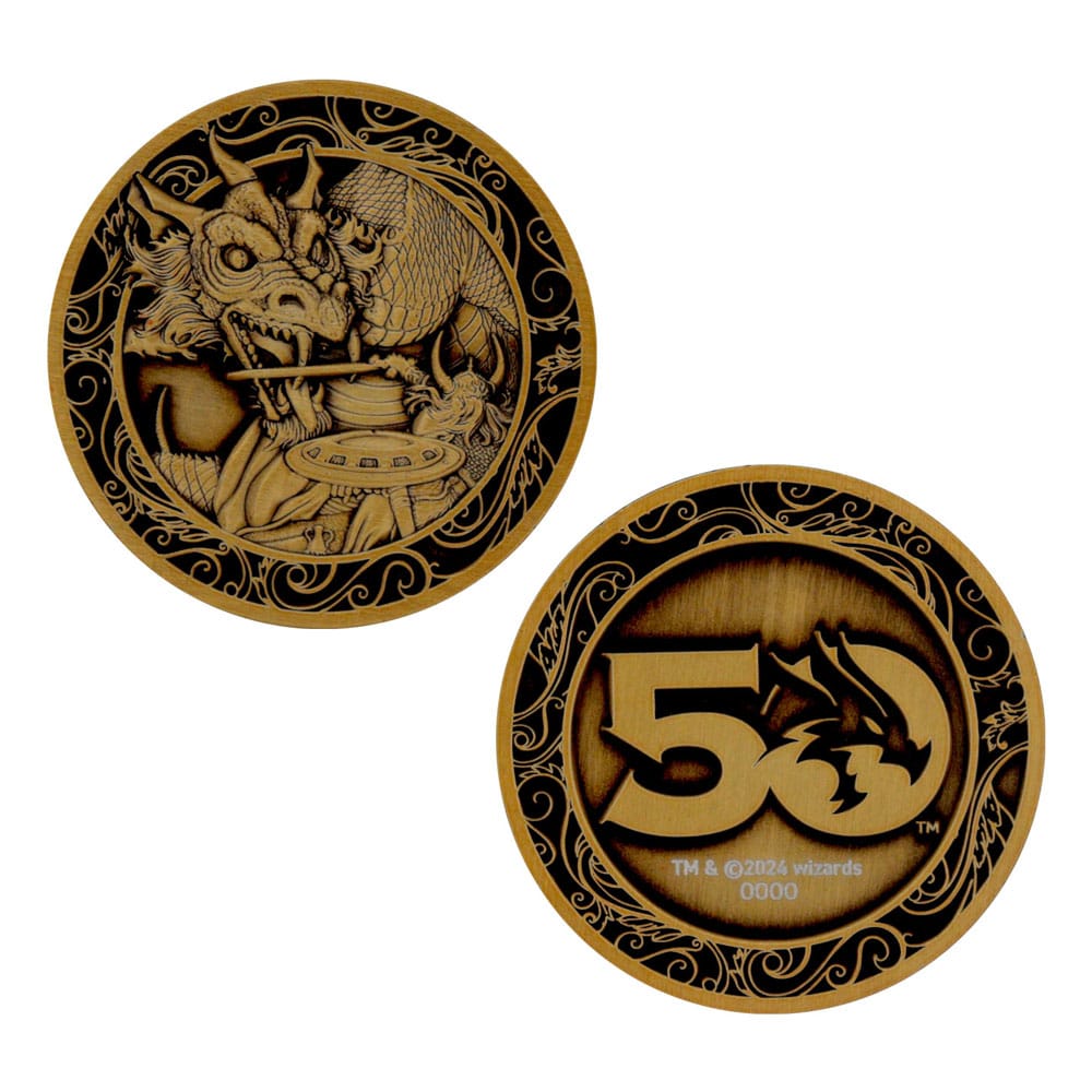 SU ORDINAZIONE Dungeons & Dragons Collectable Coin 50th Anniversary Antique Gold Edition 4 cm