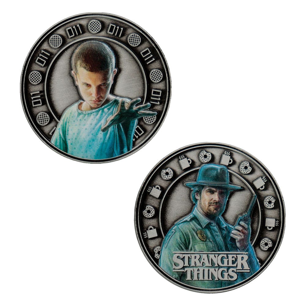 SU ORDINAZIONE Stranger Things Collectable Coin Eleven & Hopper 4 cm