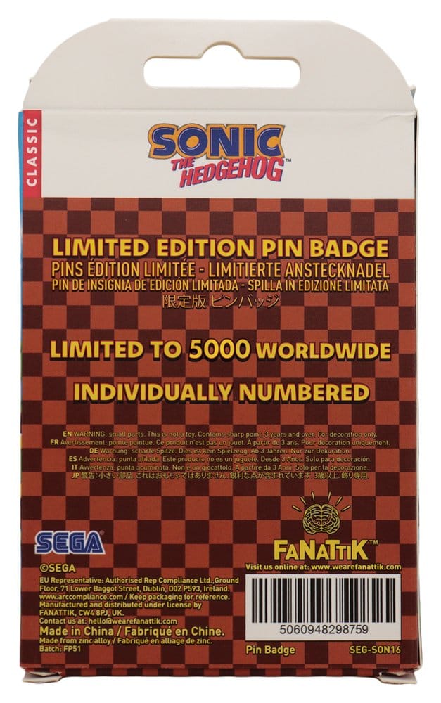 🧪 LAB | SU ORDINAZIONE Sonic - The Hedgehog Pin Badge Dr. Eggman Egg Mobile Chained