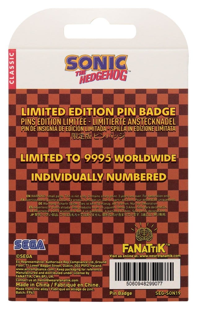 🧪 LAB | SU ORDINAZIONE Sonic The Hedgehog Pin Badge Moving