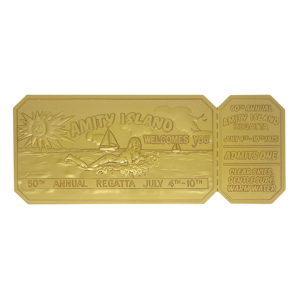 SU ORDINAZIONE Jaws Replica 1/1 50th Anniversary Regatta Ticket 24k Gold Plated