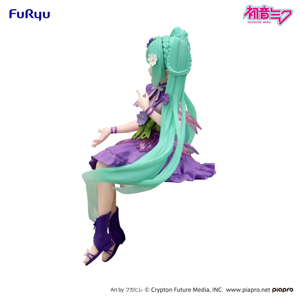 PREORDINE+ 12/2025 Hatsune Miku Noodle Stopper PVC Statue Flower Fairy Cosmos Purple Color Ver. 14 cm