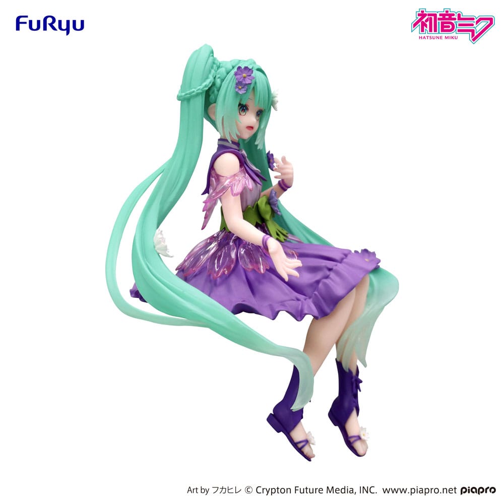 PREORDINE+ 12/2025 Hatsune Miku Noodle Stopper PVC Statue Flower Fairy Cosmos Purple Color Ver. 14 cm