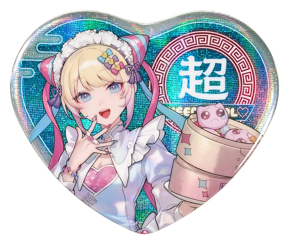 PREORDINE+ 07/2027 Needy Streamer Overload Needy Streamer Chinese Restaurant Series Heart-Shaped Pinback Button OMGkawaiiAngel 7 x 6 cm