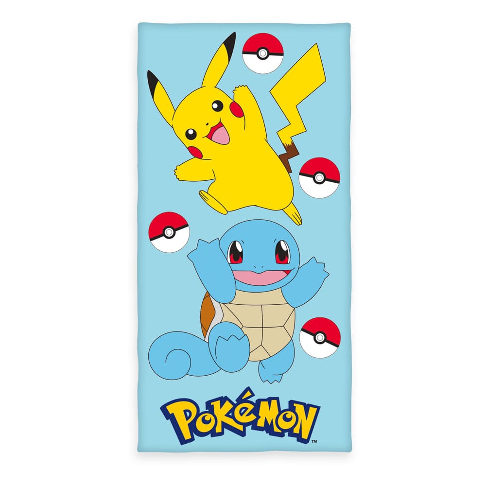 Pokemon Velours Pikachu &amp; Schiggy 75 x 150 cm AUF BESTELLUNG