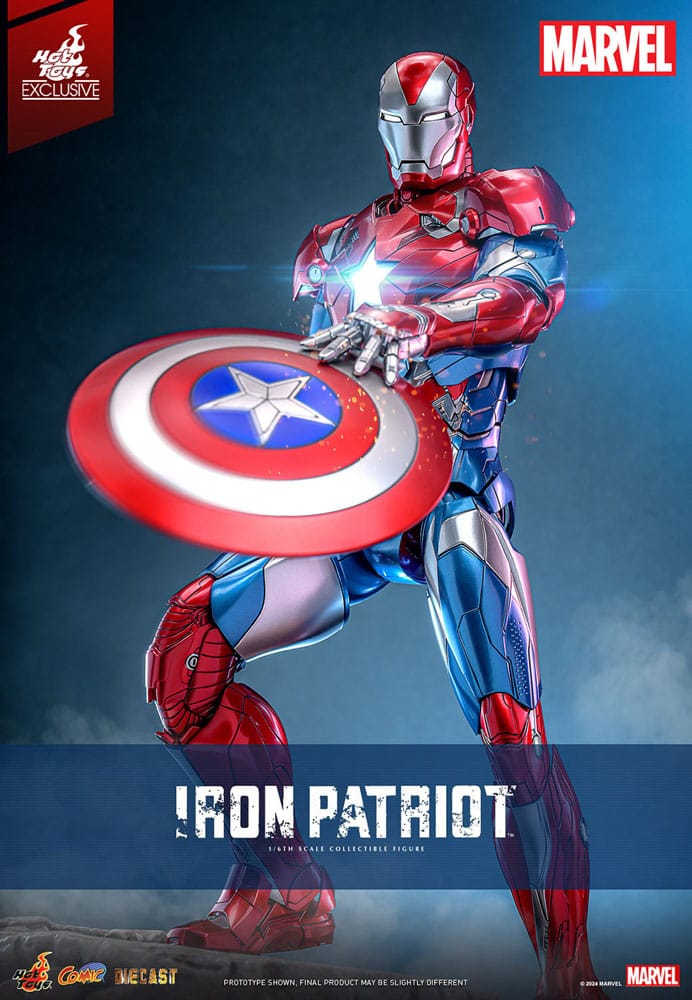 🧪 LAB | SU ORDINAZIONE Marvel Comic Diecast Masterpiece Action Figure 1/6 Iron Patriot Hot Toys Exclusive 32 cm