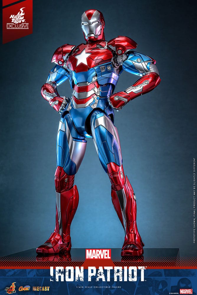 🧪 LAB | SU ORDINAZIONE Marvel Comic Diecast Masterpiece Action Figure 1/6 Iron Patriot Hot Toys Exclusive 32 cm
