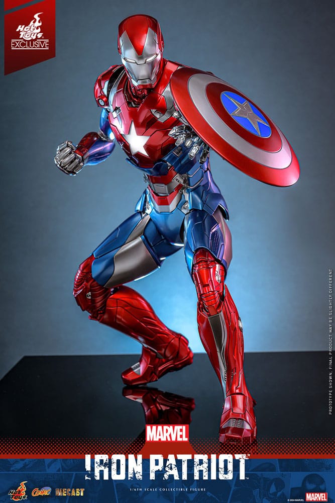 🧪 LAB | SU ORDINAZIONE Marvel Comic Diecast Masterpiece Action Figure 1/6 Iron Patriot Hot Toys Exclusive 32 cm