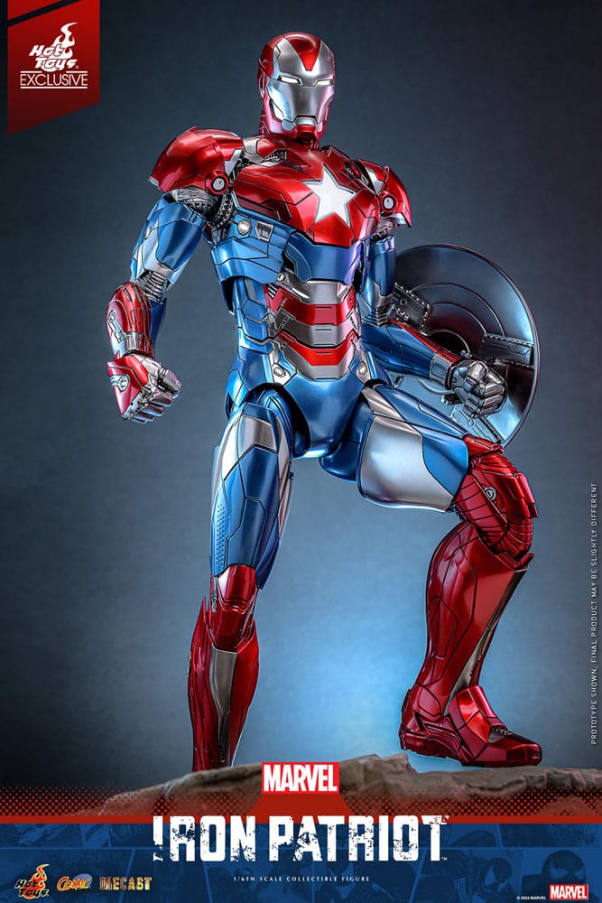 🧪 LAB | SU ORDINAZIONE Marvel Comic Diecast Masterpiece Action Figure 1/6 Iron Patriot Hot Toys Exclusive 32 cm