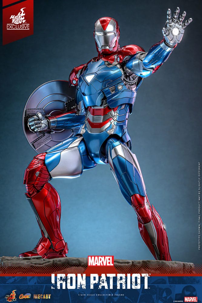 🧪 LAB | SU ORDINAZIONE Marvel Comic Diecast Masterpiece Action Figure 1/6 Iron Patriot Hot Toys Exclusive 32 cm