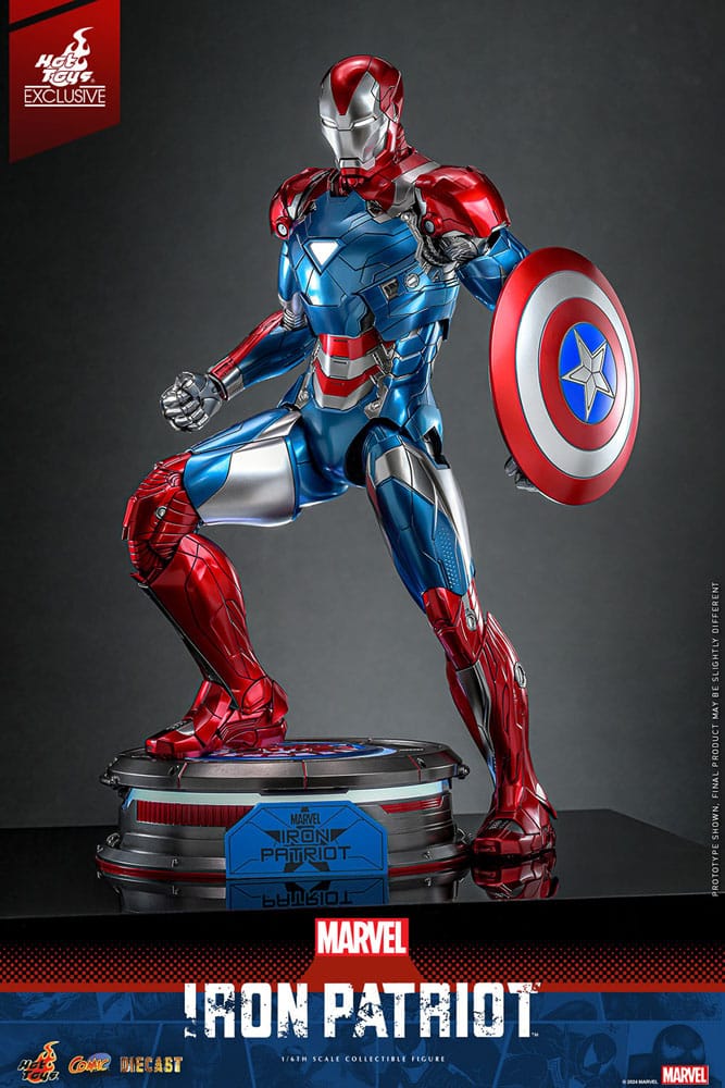 🧪 LAB | SU ORDINAZIONE Marvel Comic Diecast Masterpiece Action Figure 1/6 Iron Patriot Hot Toys Exclusive 32 cm