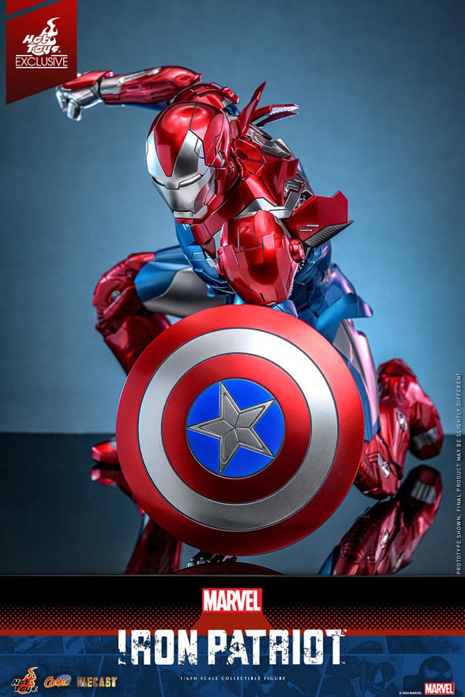 🧪 LAB | SU ORDINAZIONE Marvel Comic Diecast Masterpiece Action Figure 1/6 Iron Patriot Hot Toys Exclusive 32 cm