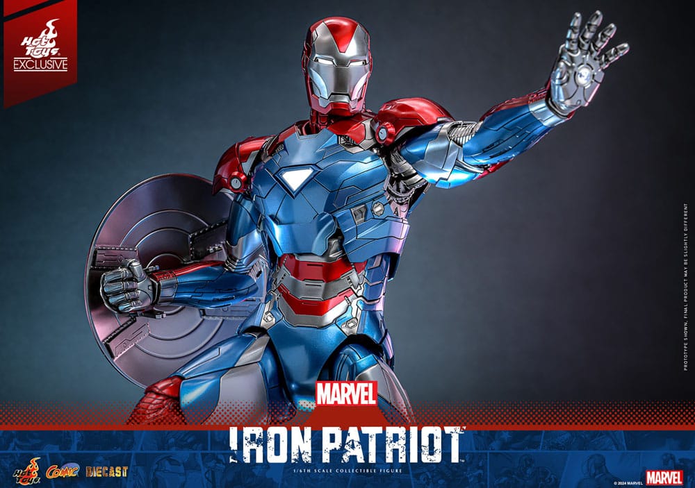 🧪 LAB | SU ORDINAZIONE Marvel Comic Diecast Masterpiece Action Figure 1/6 Iron Patriot Hot Toys Exclusive 32 cm