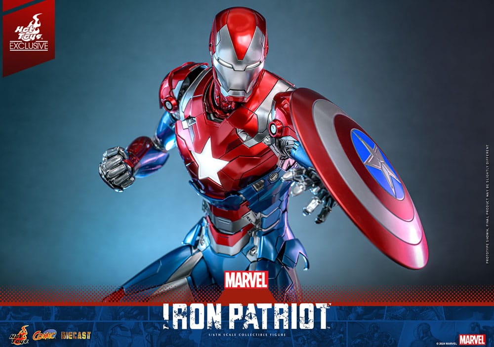 🧪 LAB | SU ORDINAZIONE Marvel Comic Diecast Masterpiece Action Figure 1/6 Iron Patriot Hot Toys Exclusive 32 cm