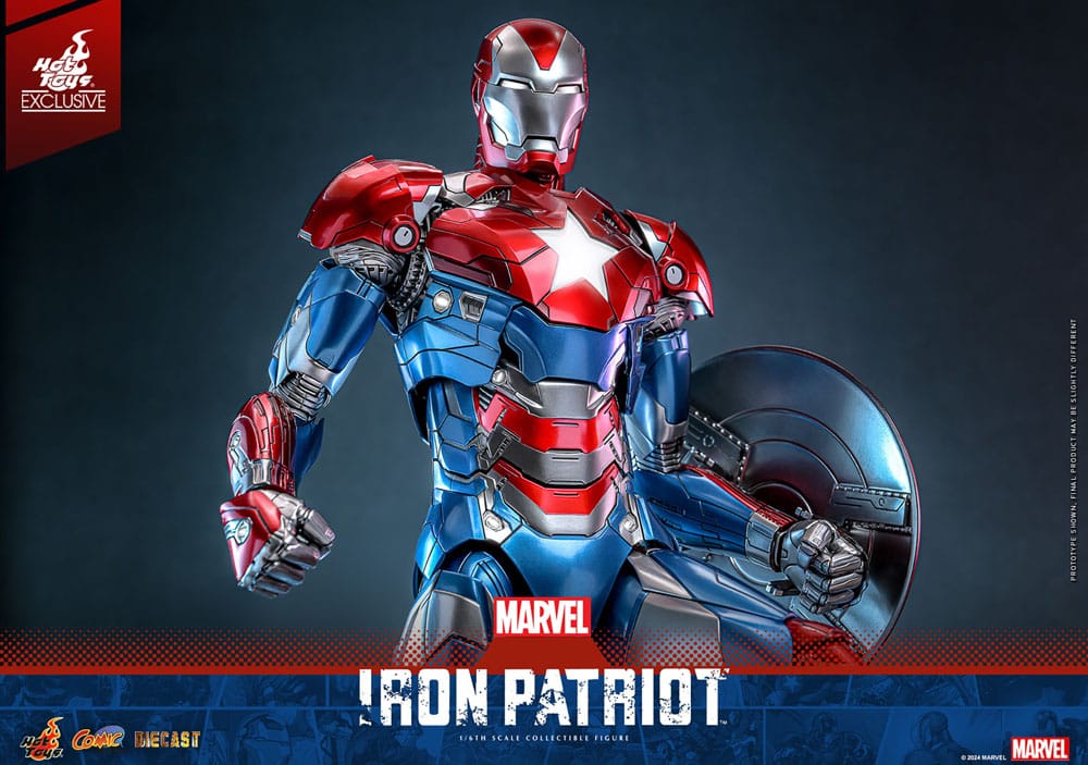 🧪 LAB | SU ORDINAZIONE Marvel Comic Diecast Masterpiece Action Figure 1/6 Iron Patriot Hot Toys Exclusive 32 cm