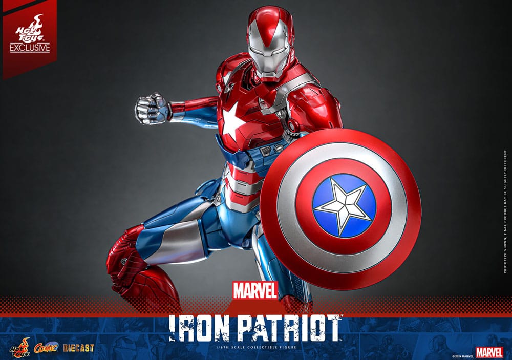 🧪 LAB | SU ORDINAZIONE Marvel Comic Diecast Masterpiece Action Figure 1/6 Iron Patriot Hot Toys Exclusive 32 cm