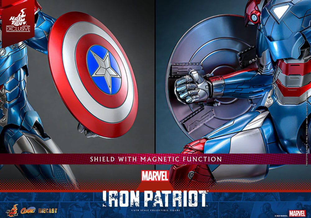 🧪 LAB | SU ORDINAZIONE Marvel Comic Diecast Masterpiece Action Figure 1/6 Iron Patriot Hot Toys Exclusive 32 cm