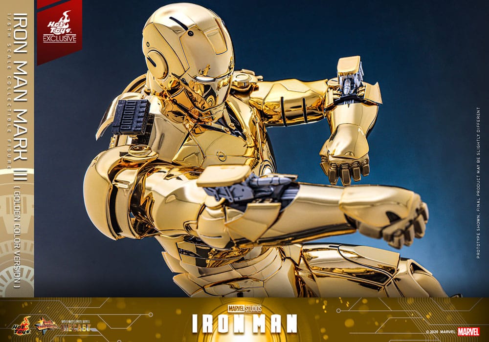 🧪 LAB | SU ORDINAZIONE Iron Man Movie Masterpiece Diecast Action Figure 1/6 Iron Man Mark III (Gold Color Version) Hot Toys Exclusive 33 cm