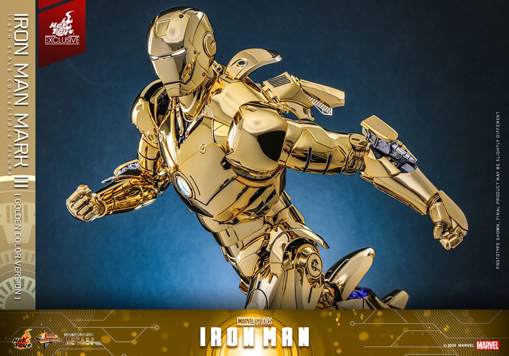 🧪 LAB | SU ORDINAZIONE Iron Man Movie Masterpiece Diecast Action Figure 1/6 Iron Man Mark III (Gold Color Version) Hot Toys Exclusive 33 cm
