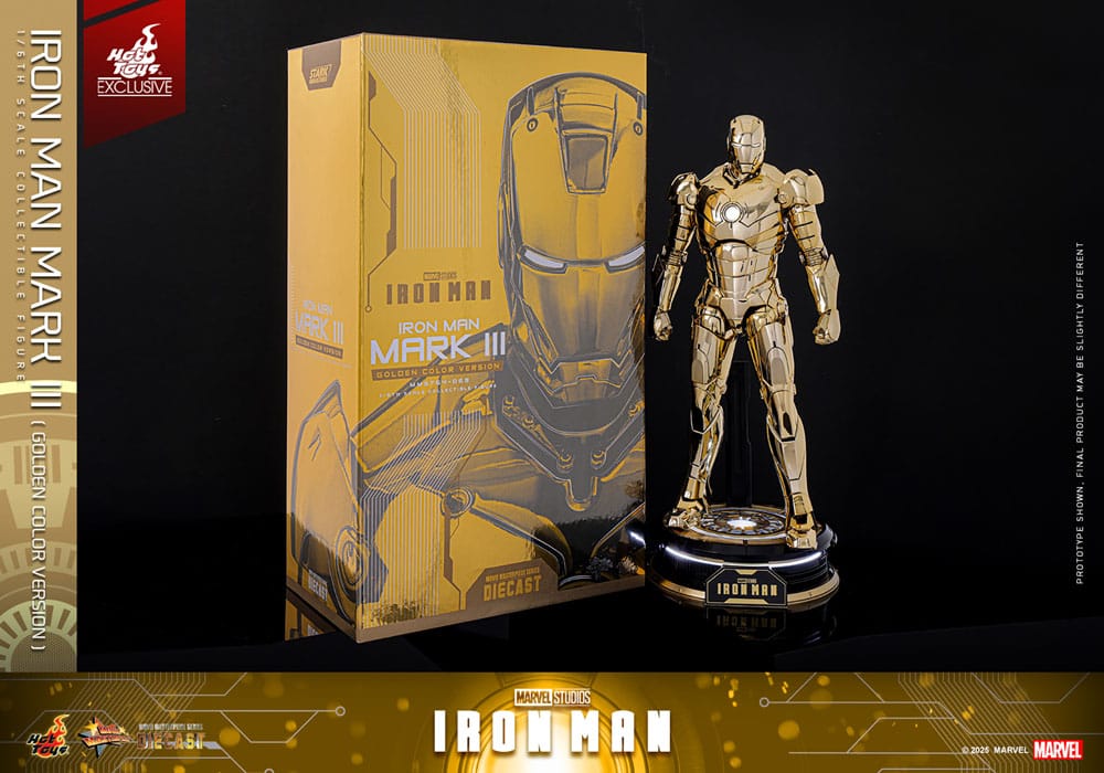 🧪 LAB | SU ORDINAZIONE Iron Man Movie Masterpiece Diecast Action Figure 1/6 Iron Man Mark III (Gold Color Version) Hot Toys Exclusive 33 cm