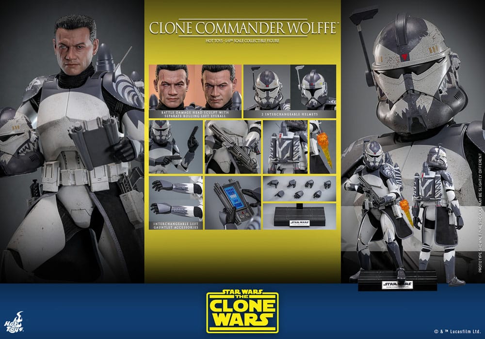 🧪 LAB | SU ORDINAZIONE Star Wars: The Clone Wars Action Figure 1/6 Clone Commander Wolffe 30 cm