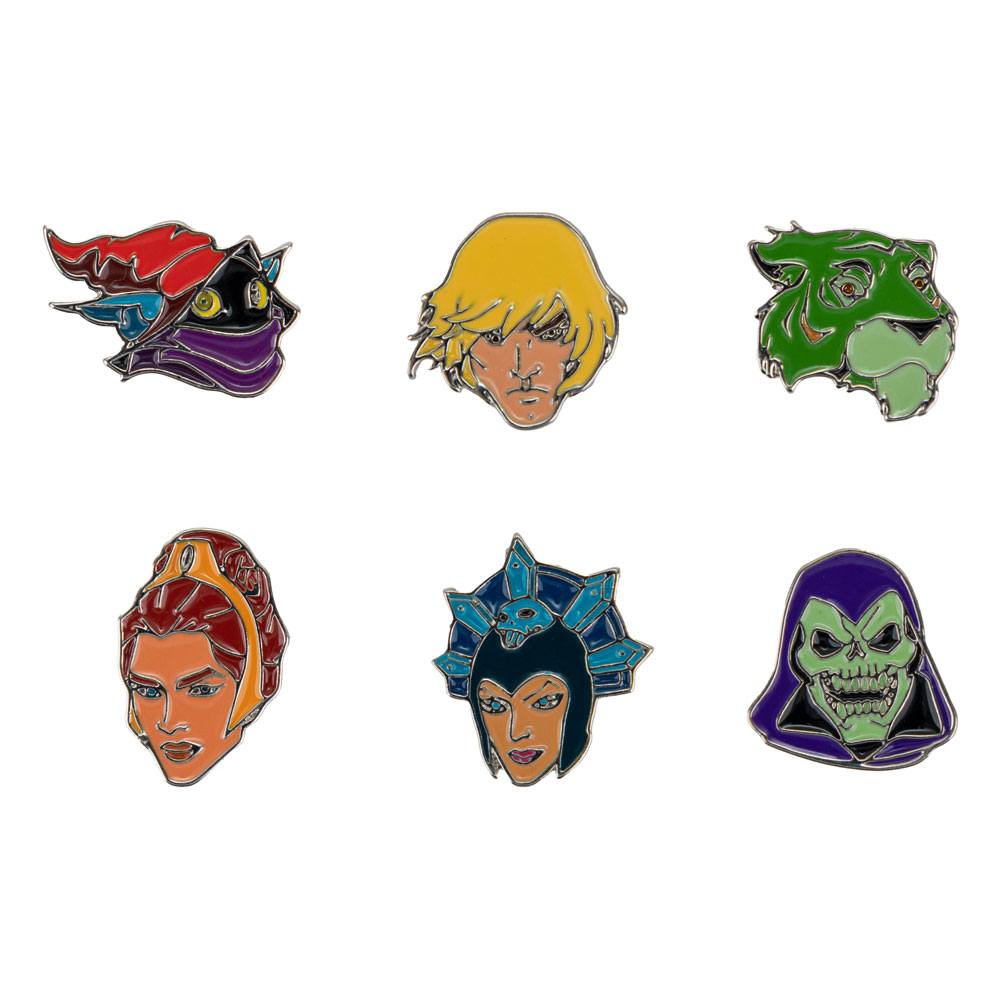 SU ORDINAZIONE Masters of the Universe Pin Badges 6-Pack Characters *PREZZO SPECIALE*
