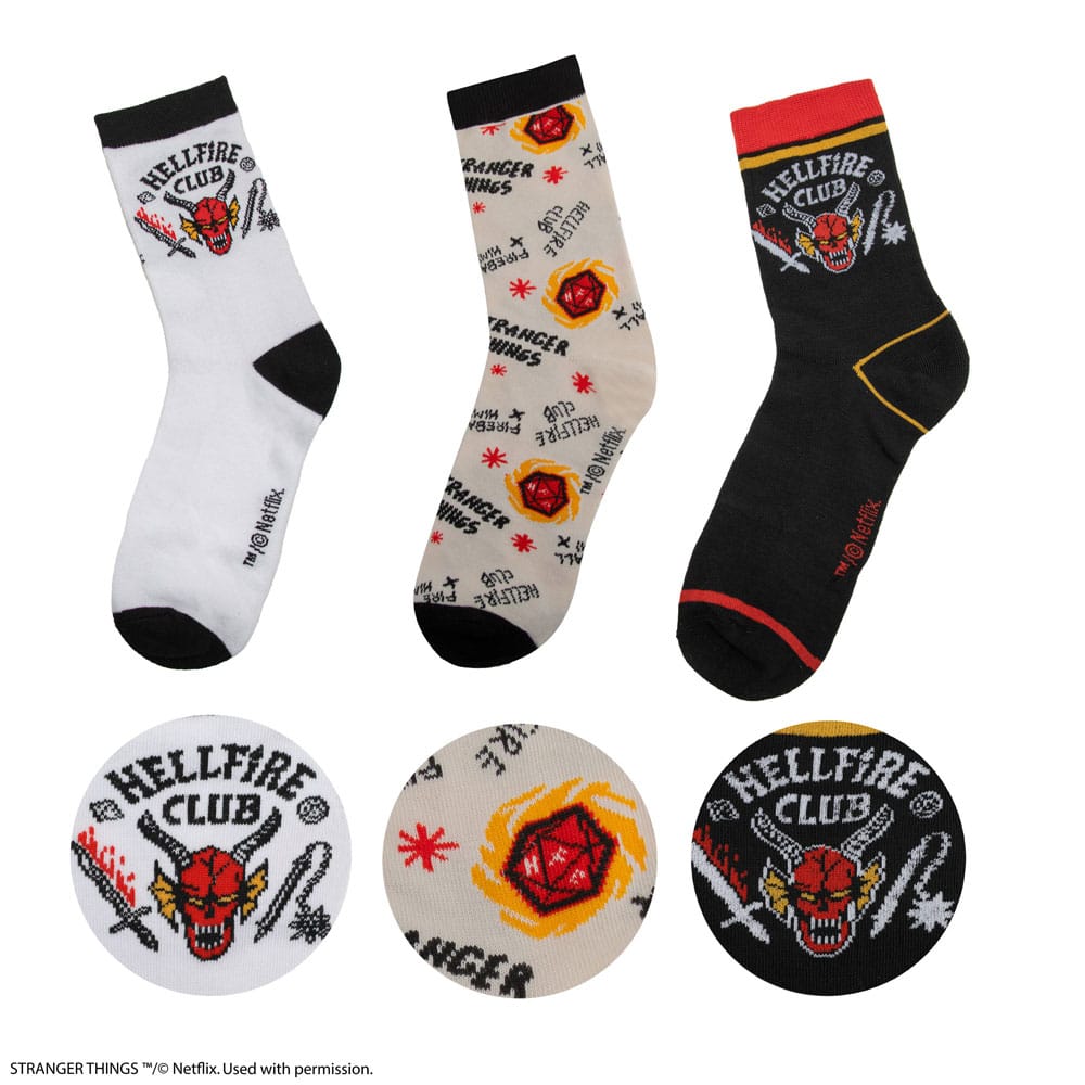SU ORDINAZIONE Stranger Things: Hellfire Club Set of 3 Socks