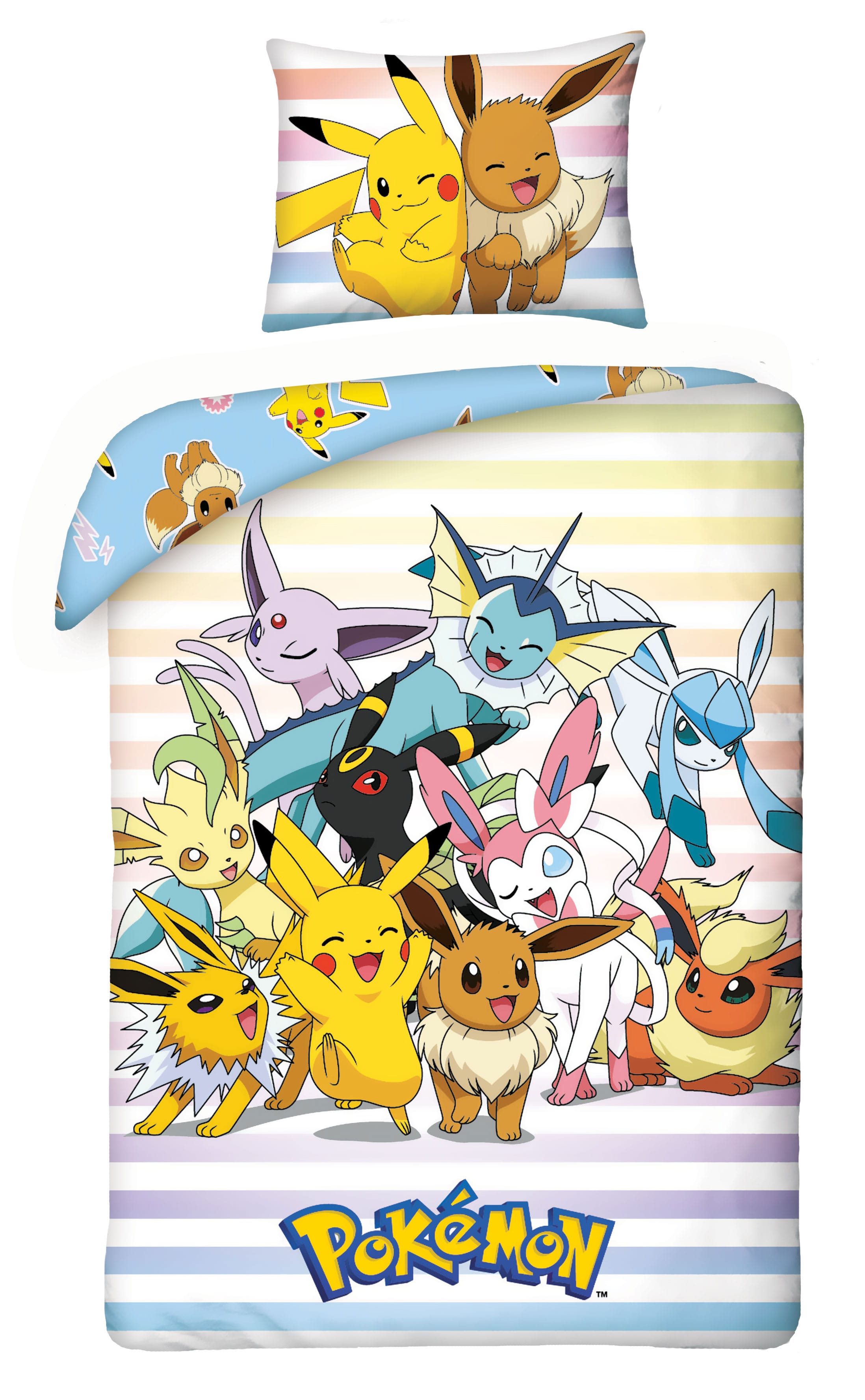 AUF BESTELLUNG Pokémon Bettwäsche-Set Pikachu, Evoli &amp; Freunde 135 x 200 cm / 80 x 80 cm