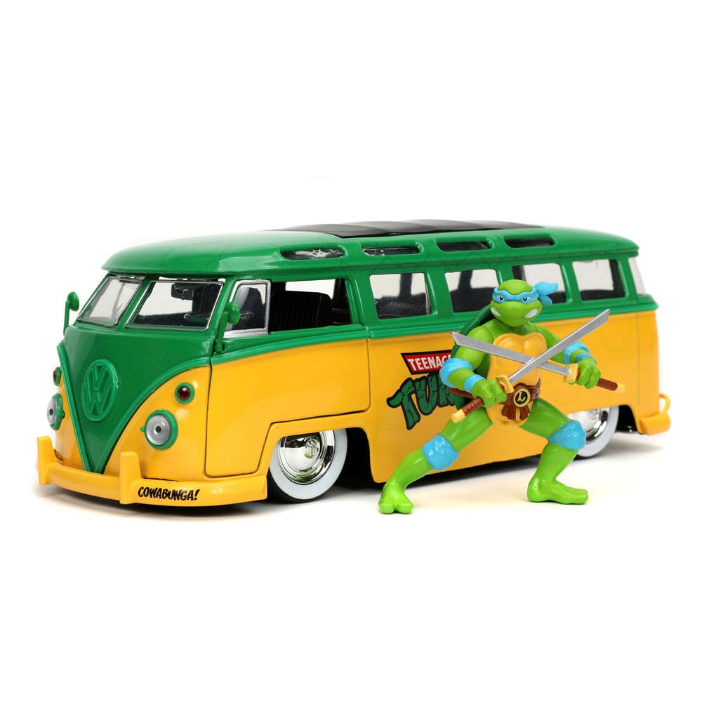 SU ORDINAZIONE Teenage Mutant Ninja Turtles Diecast Model 1/24 1962 VW Bus Leonardo