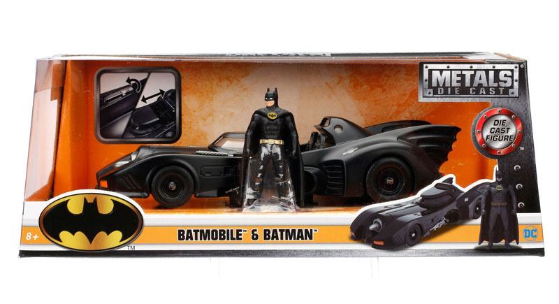 Batman-Modellauto (1989) aus Druckguss, Maßstab 1:24, mit Figur