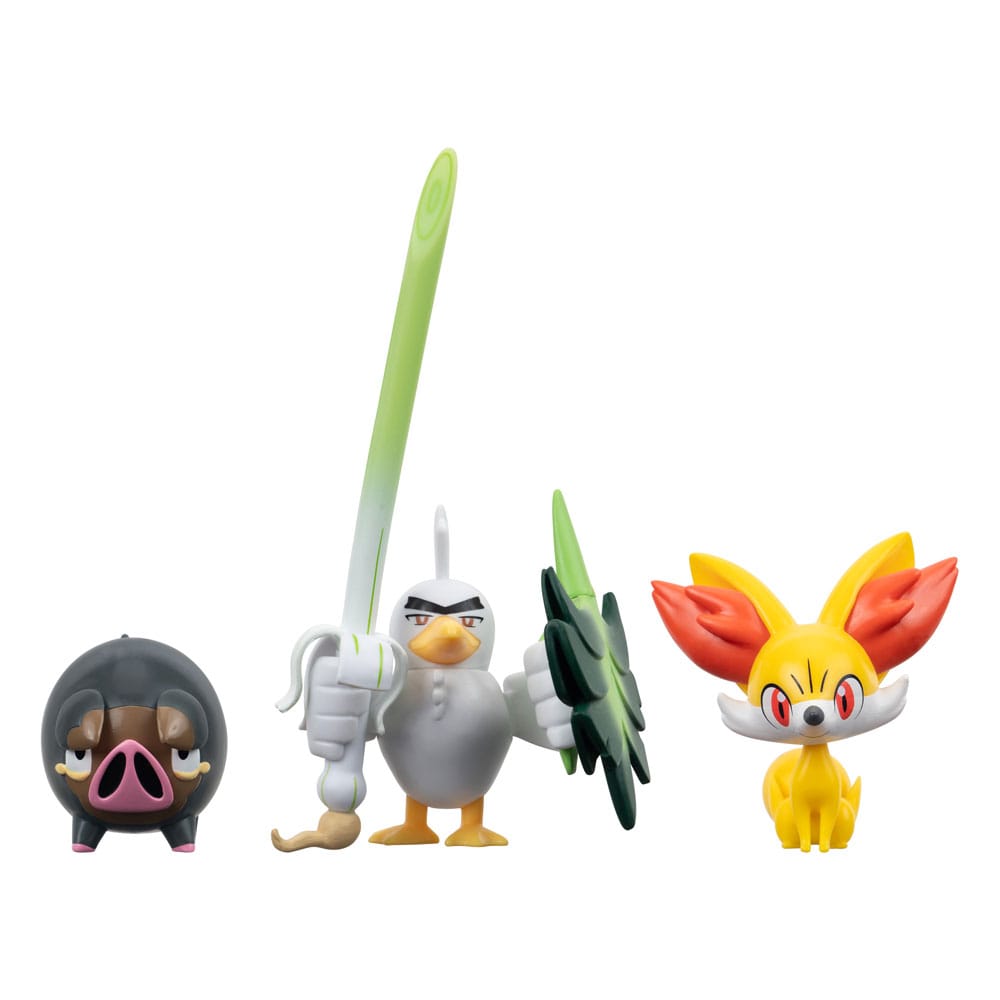 AUF BESTELLUNG Pokémon Battle Figurenset 3er-Pack Fennekin, Lechonk, Sirfetch'd 5 cm