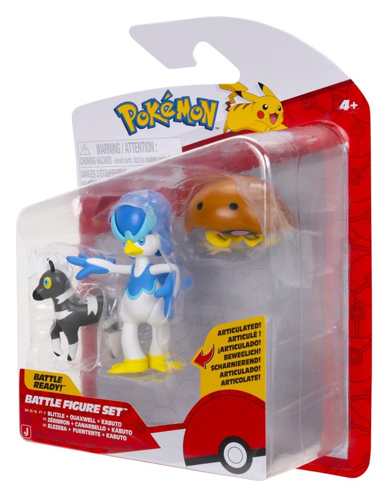 🧪 LAB | SU ORDINAZIONE Pokémon Battle Figure 3-Pack Blitzle, Kabuto & Quaxwell