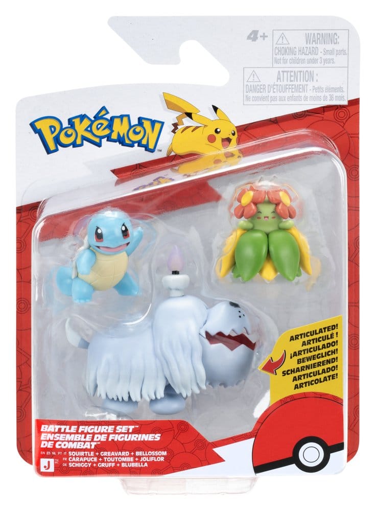 🧪 LAB | SU ORDINAZIONE Pokémon Battle Figure 3-Pack Squirtle, Greavard & Bellossom
