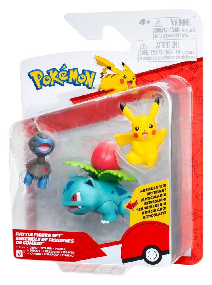 PREORDINE+ 11/2026 Pokémon Battle Figure Set Action Figures Pikachu, Deino & Ivysaur (3-Pack)