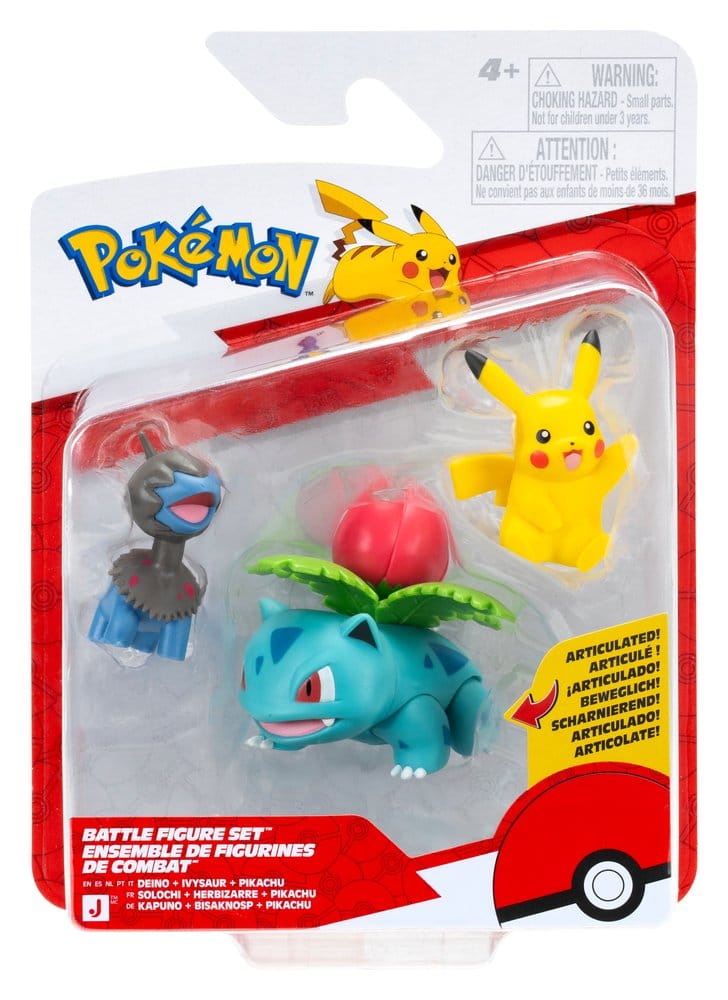 PREORDINE+ 11/2026 Pokémon Battle Figure Set Action Figures Pikachu, Deino & Ivysaur (3-Pack)