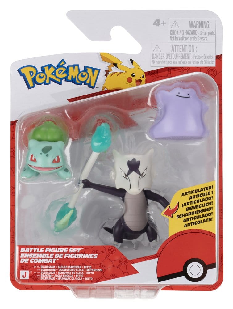 PREORDINE+ 02/2027 Pokémon Battle Figure Set Action Figures Bulbasaur, Ditto & Alolan Marowak (3-Pack)