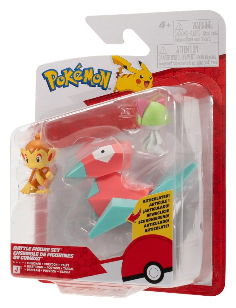 PREORDINE+ 02/2027 Pokémon Battle Figure Set Action Figures Chimchar, Ralts & Porygon (3-Pack)