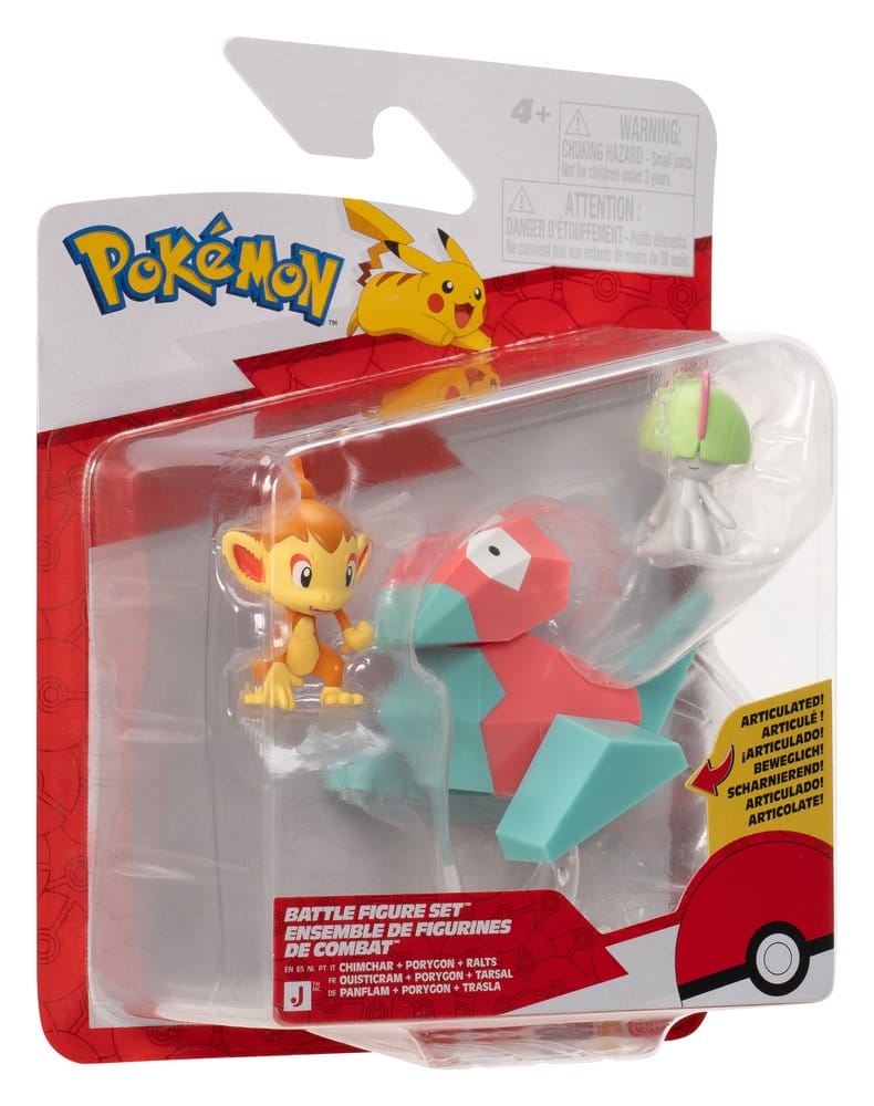 PREORDINE+ 02/2027 Pokémon Battle Figure Set Action Figures Chimchar, Ralts & Porygon (3-Pack)