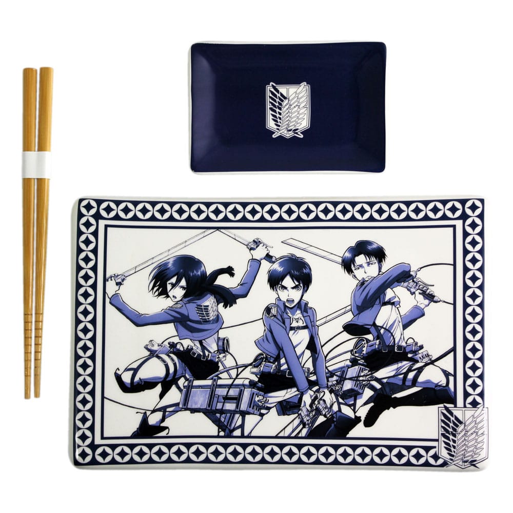 MADE TO ORDER Attack on Titan Ceramic Sushi Set with Chopsticks