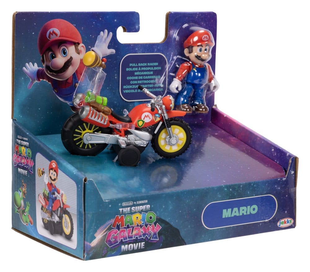 🧪 LAB | SU ORDINAZIONE The Super Mario Galaxy Movie Action Figure with Pull Back Motorcycle Mario 6 cm