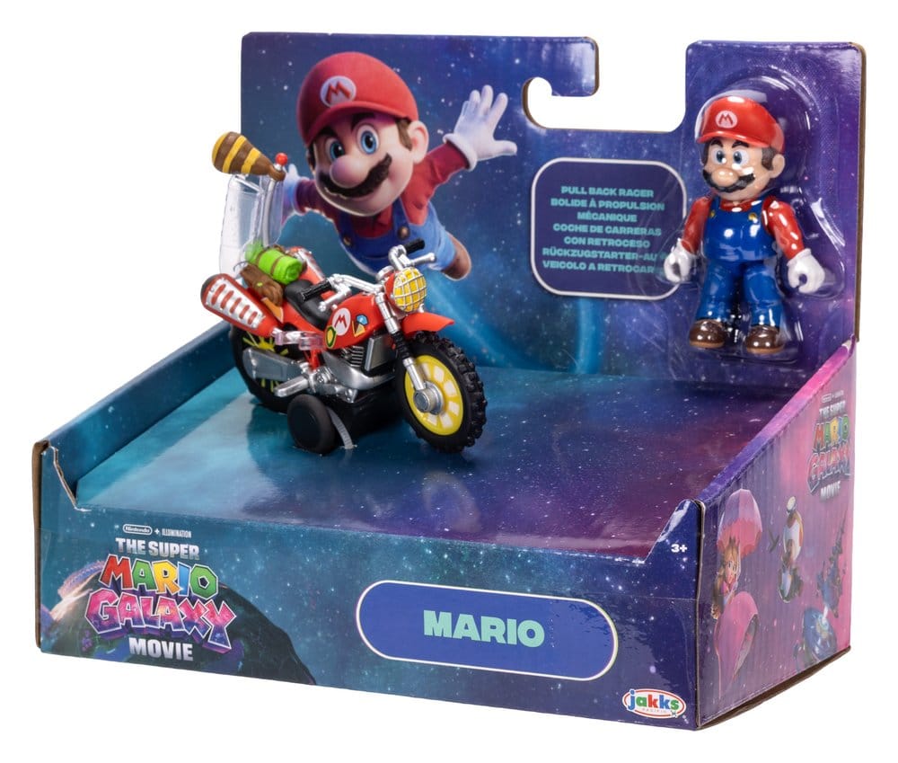 🧪 LAB | SU ORDINAZIONE The Super Mario Galaxy Movie Action Figure with Pull Back Motorcycle Mario 6 cm