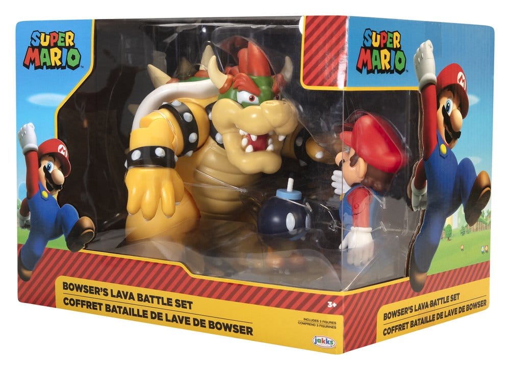 🧪 LAB | SU ORDINAZIONE World of Nintendo Action Figure 3-Pack Mario vs. Bowser Lava Battle 