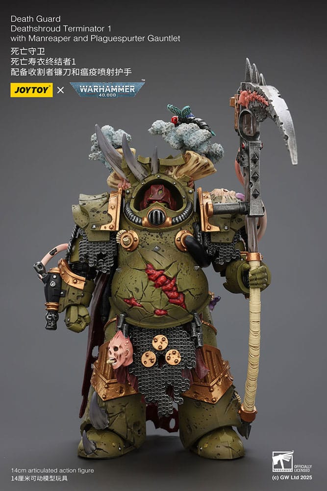 🧪 LAB | SU ORDINAZIONE Warhammer 40k Action Figure 1/18 Death Guard Deathshroud Terminator 1 with Manreaper and Plaguespurter Gauntlet 14 cm 