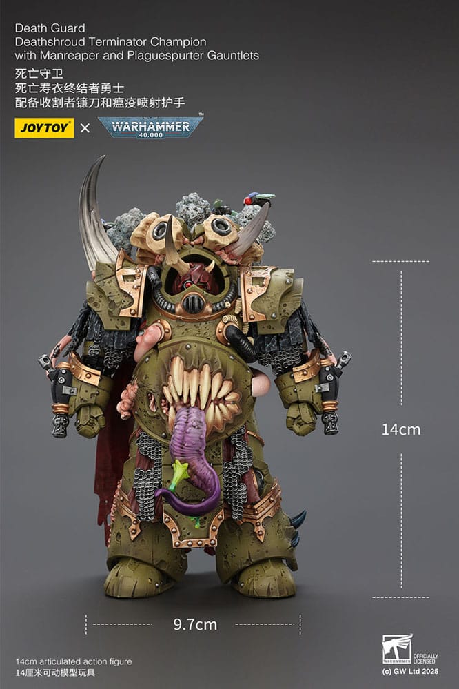 🧪 LAB | SU ORDINAZIONE Warhammer 40k Action Figure 1/18 Death Guard Deathshroud Terminator 1 with Manreaper and Plaguespurter Gauntlet 14 cm 