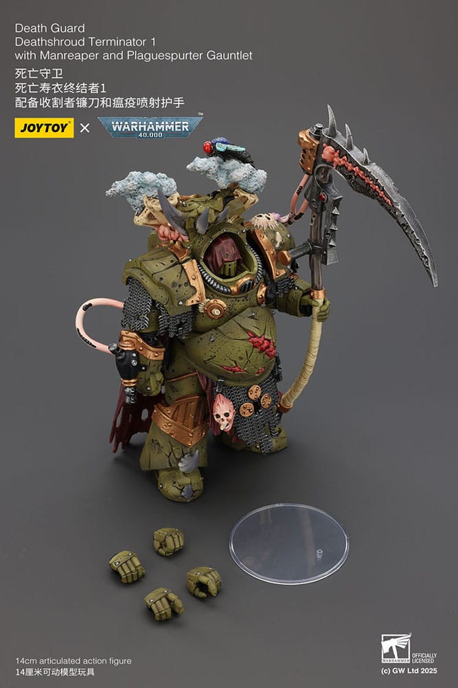 🧪 LAB | SU ORDINAZIONE Warhammer 40k Action Figure 1/18 Death Guard Deathshroud Terminator 1 with Manreaper and Plaguespurter Gauntlet 14 cm 