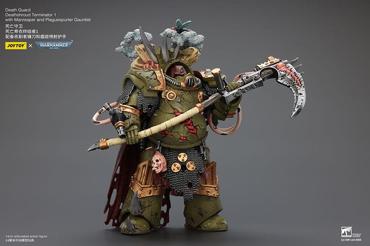 🧪 LAB | SU ORDINAZIONE Warhammer 40k Action Figure 1/18 Death Guard Deathshroud Terminator 1 with Manreaper and Plaguespurter Gauntlet 14 cm 