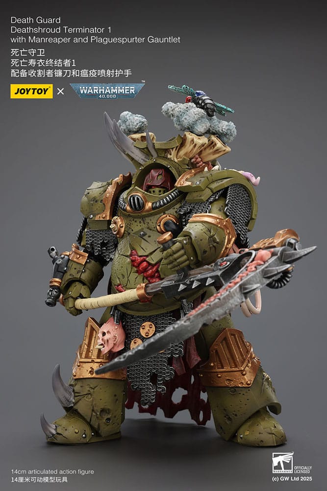 🧪 LAB | SU ORDINAZIONE Warhammer 40k Action Figure 1/18 Death Guard Deathshroud Terminator 1 with Manreaper and Plaguespurter Gauntlet 14 cm 
