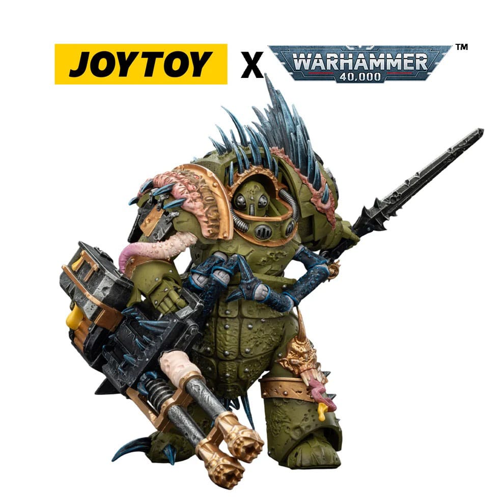 🧪 LAB | SU ORDINAZIONE Warhammer 40,000 Action Figure Death Guard Blightlord Terminator 1 with Reaper Autocannon and Bubotic Blades 14 cm