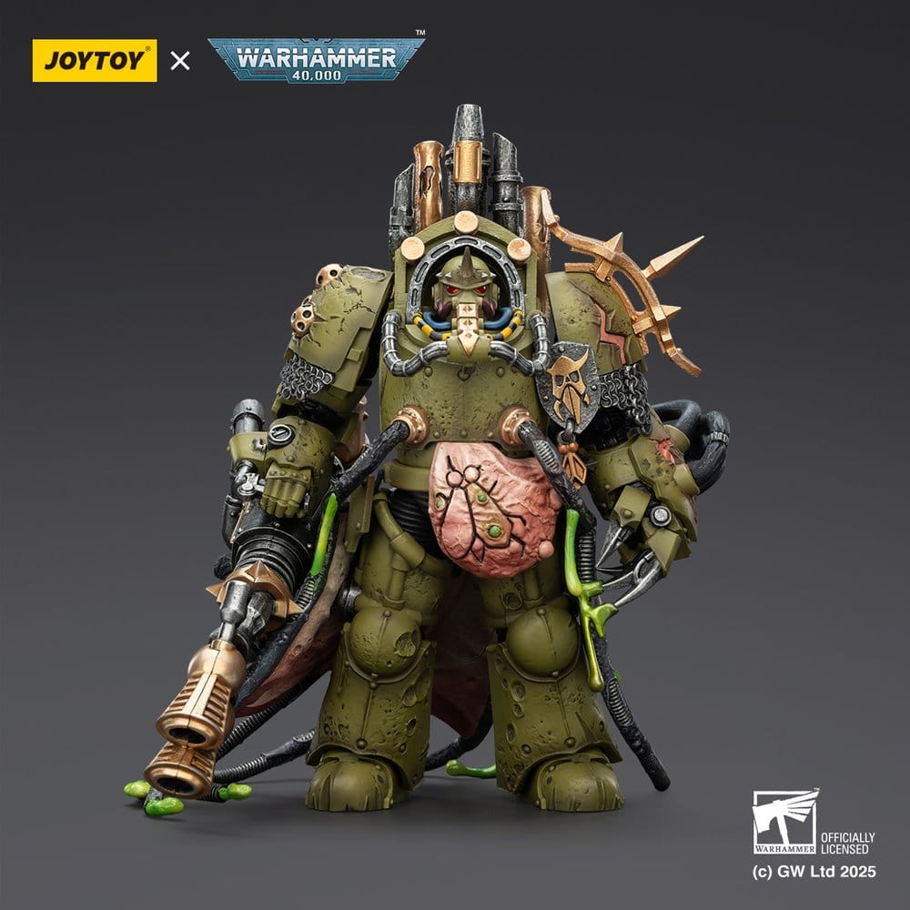 🧪 LAB | SU ORDINAZIONE Warhammer 40,000 Action Figure Death Guard Lord of Virulence with Power Fist and Twin Plague Spewer 14 cm