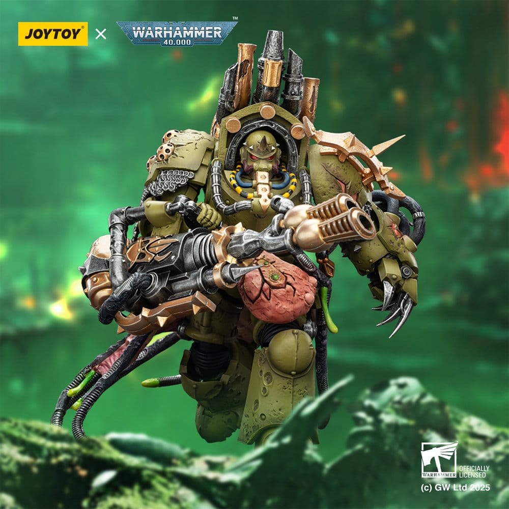 🧪 LAB | SU ORDINAZIONE Warhammer 40,000 Action Figure Death Guard Lord of Virulence with Power Fist and Twin Plague Spewer 14 cm